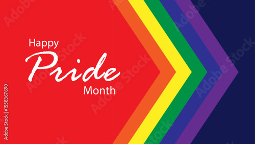 Happy pride month LGBTQ flag colors with arrow shapes