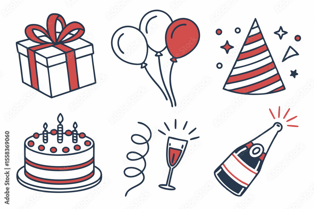Obraz premium a-set-of-16-event-icons---party--cake--balloons-