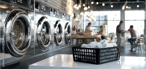The modern laundry room featuring efficient washing machines and a cozy ambiance.