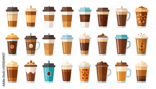 Wallpaper Mural Various coffee drinks in takeaway cups Torontodigital.ca