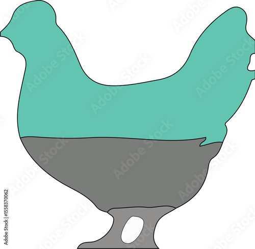 Split Color Chicken Logo with Modern Teal-Grey Contrast Design