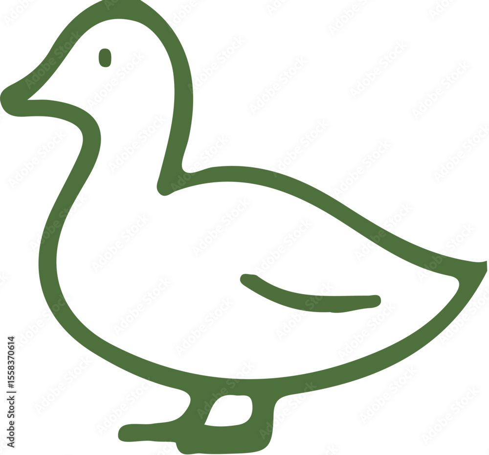 Naklejka premium Minimal Duck Line Logo with Clean Green Outline and Playful Simplicity