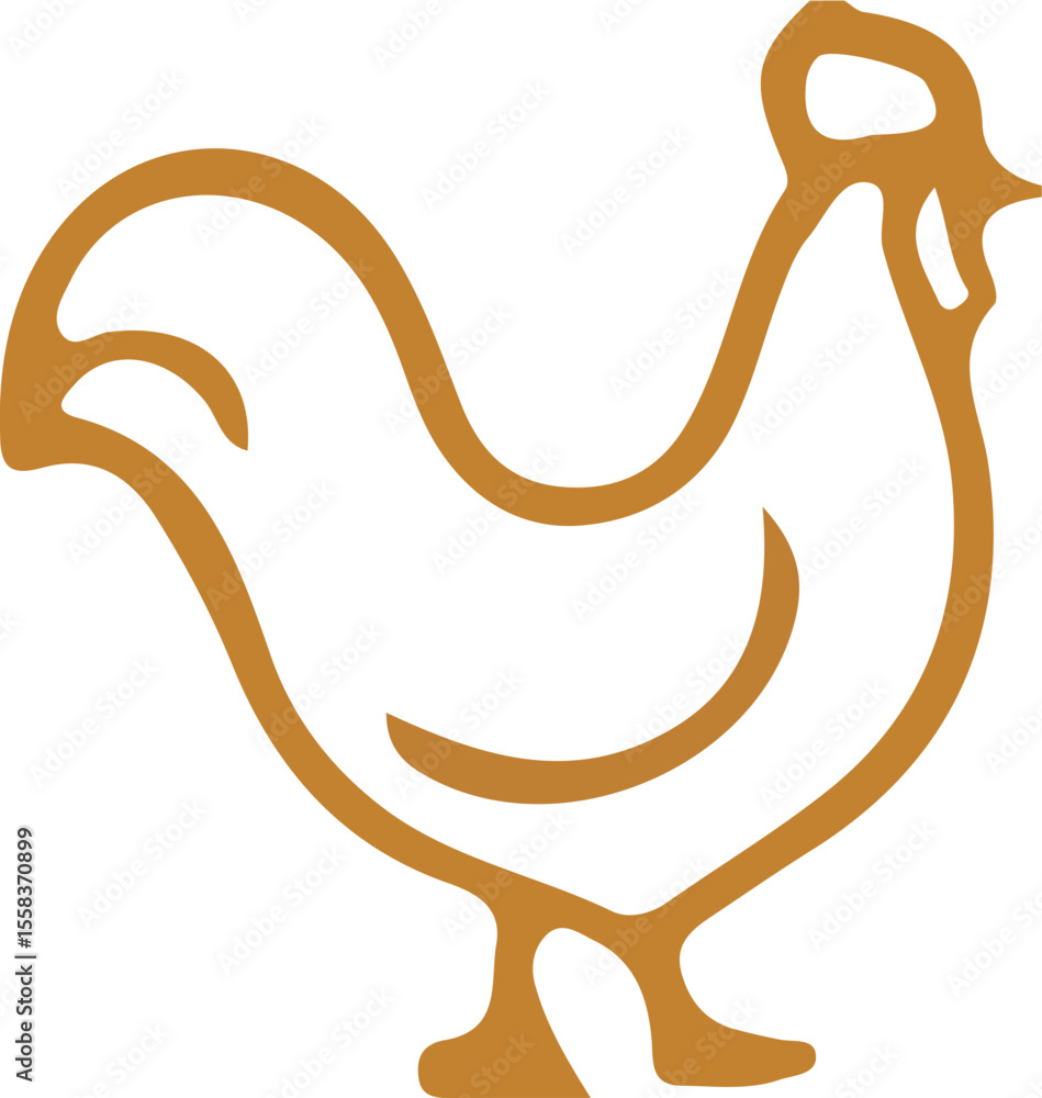 Obraz premium Minimal Chicken Outline Logo with Farm-Inspired Rustic Simplicity