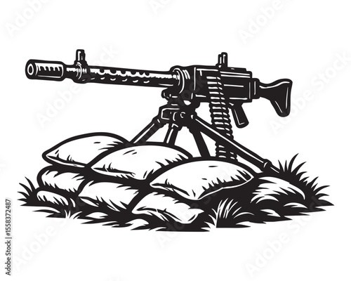 Machine Gun with Sandbags