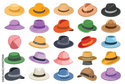 Colorful Variety of Womens and Mens Hats Collection