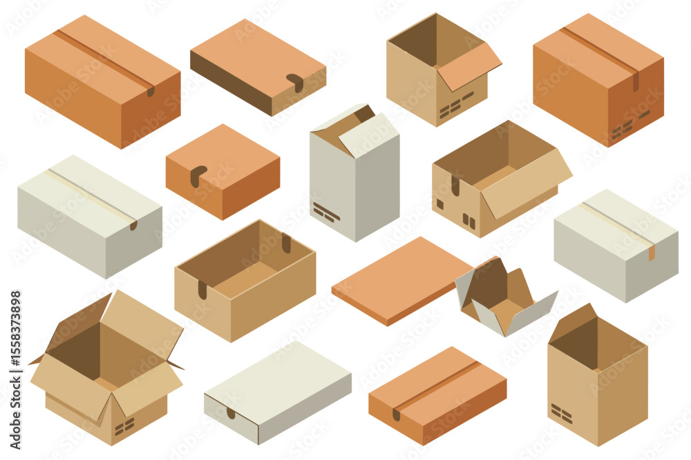 Various Cardboard Boxes in Different Openings and Styles Various Cardboard Boxes in Different Openings and Styles