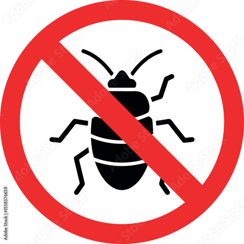 no bedbug prohibited sign white background