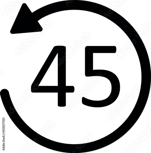 Rewind 45 seconds icon. flat vector symbol for media control, audio playback, or video navigation