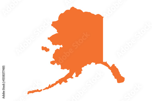 Map of the United States with Alaska in orange, showcasing American territories, states, and borders in clear design icon