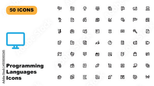 Programming Languages Icons Set for Developers and Coding