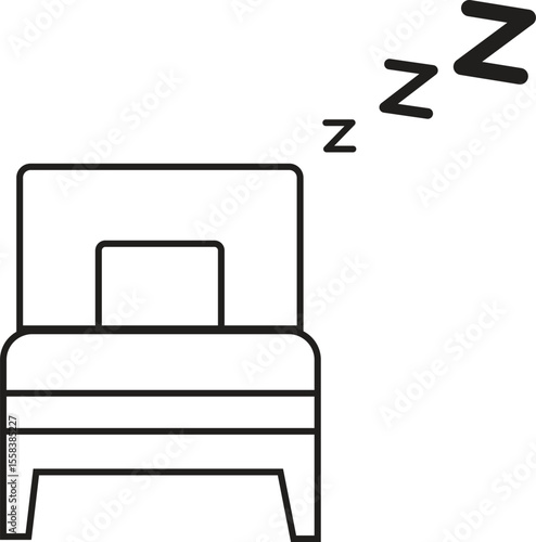 Sleeping Bed Icon with Zzz Symbol – Sleep and Rest Concept Illustration