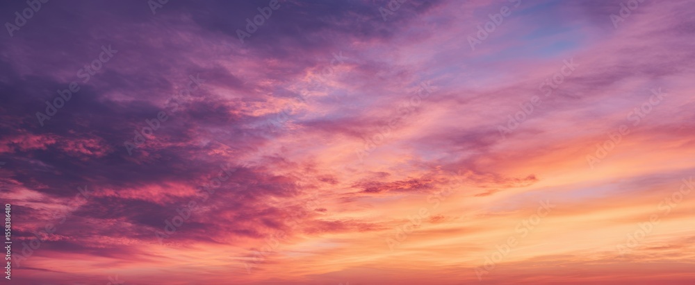 Fototapeta premium The Vibrant Sunset Over a Colorful Sky Filled with Clouds