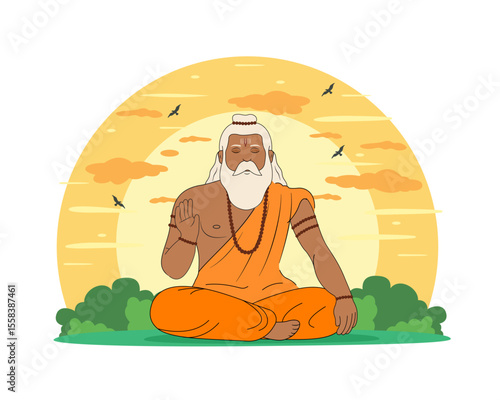 guru purnima indian hindu festival celebration vector illustration
