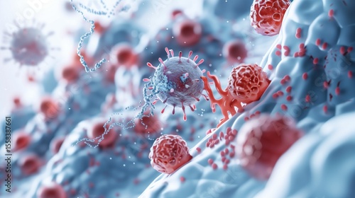 Psoriasis Awareness Month.illustration depicting autoimmune process in psoriasis, T-helper cells attacking healthy skin cells, inflammatory cascade visualization
