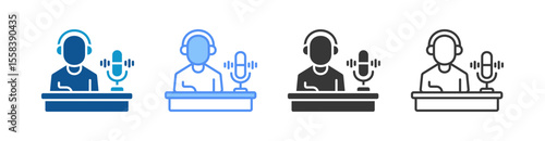 Broadcaster Icon Set Multiple Style Collection