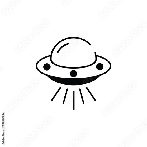 Flying Saucer icon design with white background stock illustration