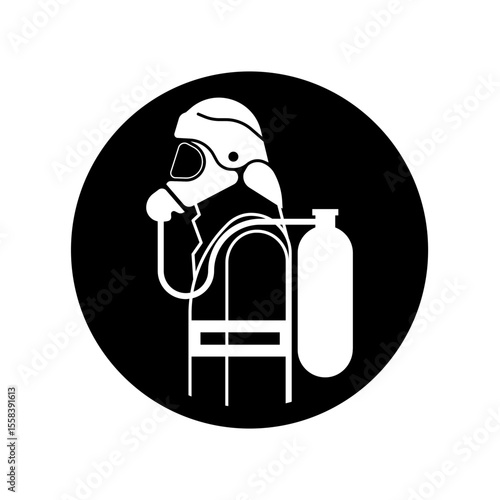 mandatory safety signs_use scba_symbol and pictogram only_black and white edition_round shapes
