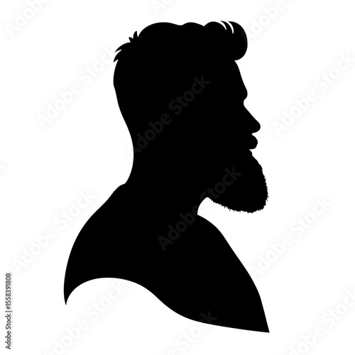 Silhouette of bearded man with styled haircut, iconic masculine style