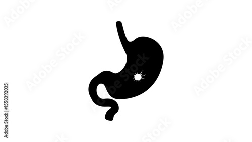 stomach ulcer symbol, black isolated silhouette