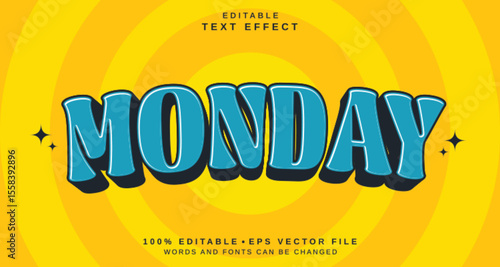 Editable text style effect - Monday text style theme.