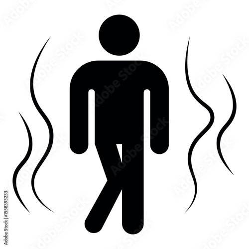 Smelly human icon representing body odor concept in stick figure