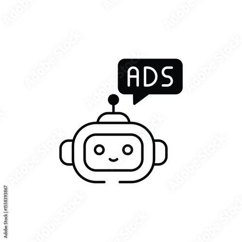 Robot Advertising icon design with white background stock illustration