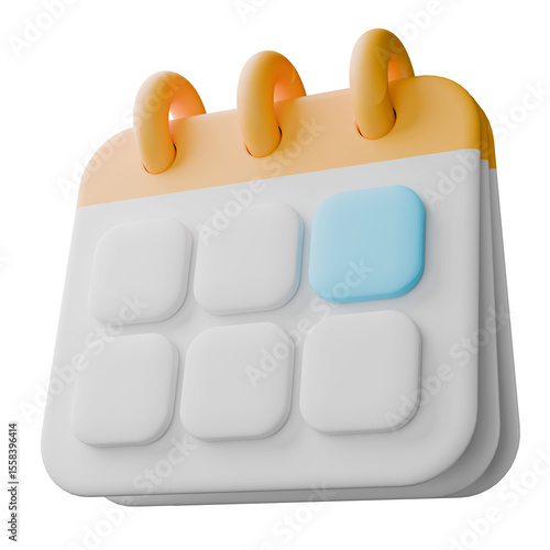 3d illustration icon of a calendar with multiple pages hanging on a ring.