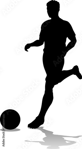 A soccer or football player male silhouette man