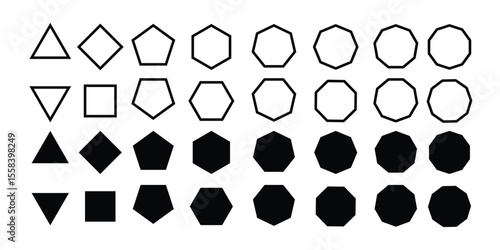 set of triangle to octagonal vector design