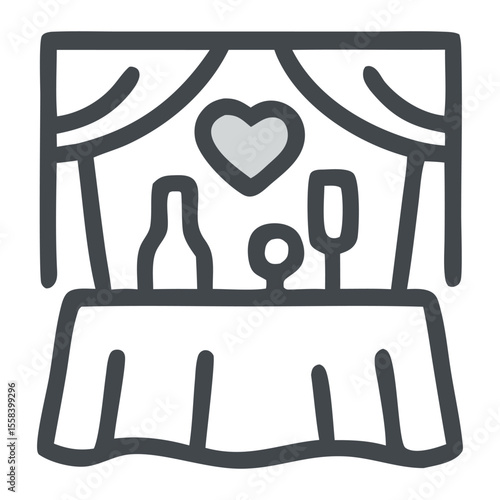 Wedding reception icon romantic table setting with heart ideal for invitations