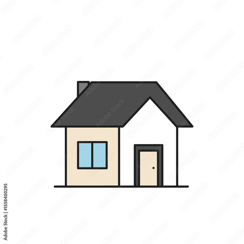 Modern Suburban House Exterior Illustration: Simple, Clean Line Art Style, Peaceful and Inviting Home Design. Modern Suburban House Exterior Illustration: Simple, Clean Line Art Style, Peaceful and Inviting Home Design.