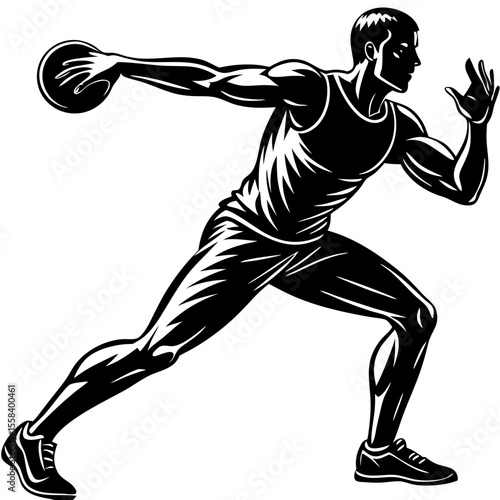 "Athlete Throwing Discus in Action During Sports Competition"