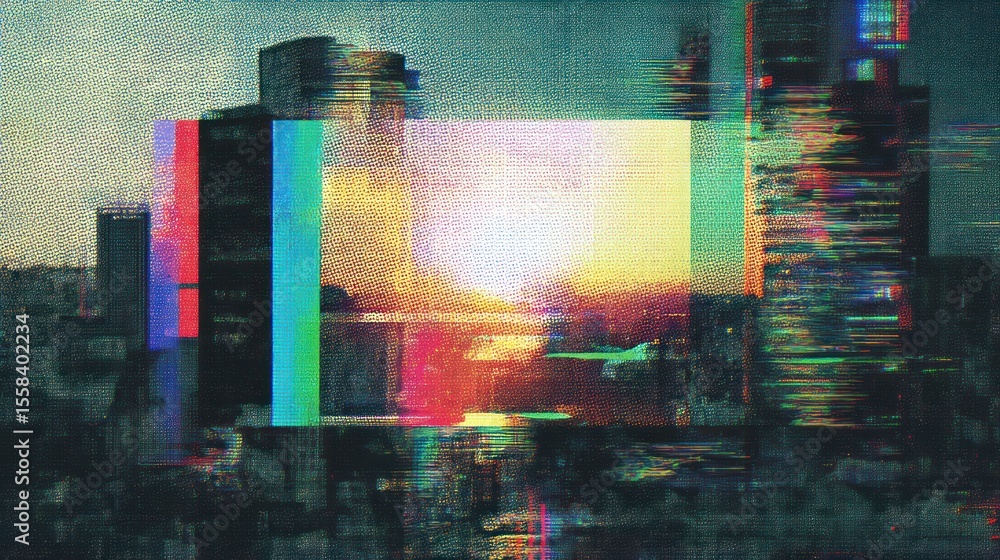 Naklejka premium Retro music album cover mockup with glitch grain texture
