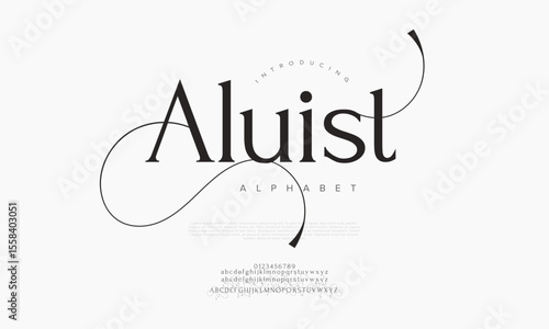 Elegant serif font with sweeping swashes and refined curves. Ideal for luxury branding and editorial design