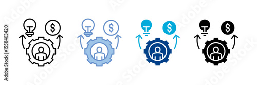 Business Model Icon set multiple style collection