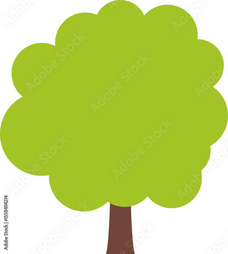 Tree icon, simple silhouettes. Flat trees set, pines, spruces, conifers and deciduous trees. Forest green tree nature plant isolated vector illustration