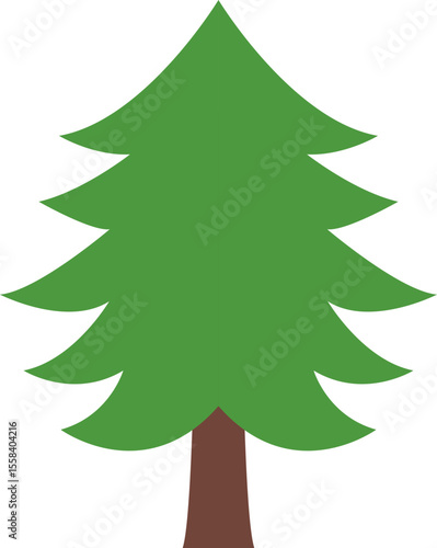 Tree icon, simple silhouettes. Flat trees set, pines, spruces, conifers and deciduous trees. Forest green tree nature plant isolated vector illustration
