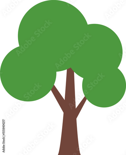 Tree icon, simple silhouettes. Flat trees set, pines, spruces, conifers and deciduous trees. Forest green tree nature plant isolated vector illustration