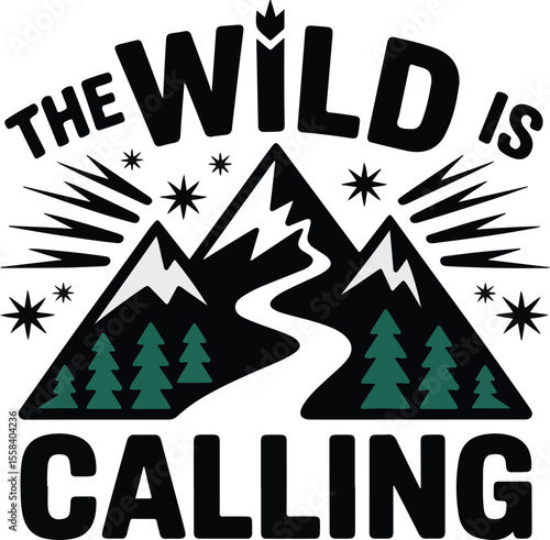 The Wild is Calling an adventure with this captivating graphic, evoking the thrill of the wilderness. transparent isolated vector