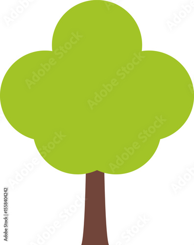 Tree icon, simple silhouettes. Flat trees set, pines, spruces, conifers and deciduous trees. Forest green tree nature plant isolated vector illustration
