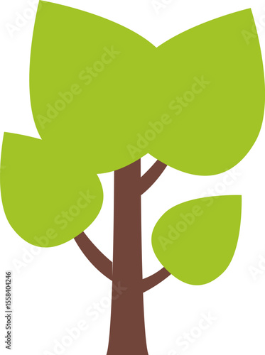 Tree icon, simple silhouettes. Flat trees set, pines, spruces, conifers and deciduous trees. Forest green tree nature plant isolated vector illustration