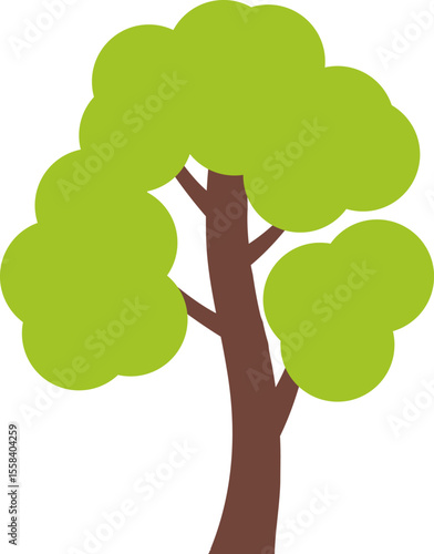 Tree icon, simple silhouettes. Flat trees set, pines, spruces, conifers and deciduous trees. Forest green tree nature plant isolated vector illustration