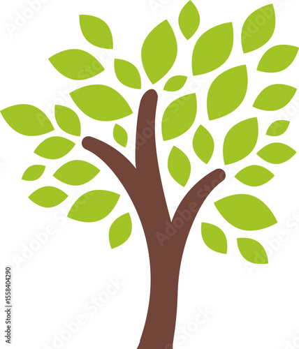 Tree icon, simple silhouettes. Flat trees set, pines, spruces, conifers and deciduous trees. Forest green tree nature plant isolated vector illustration