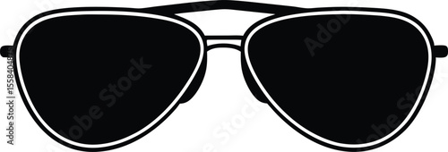 Vector art of a pair of black aviator sunglasses isolated on white background for sun protection