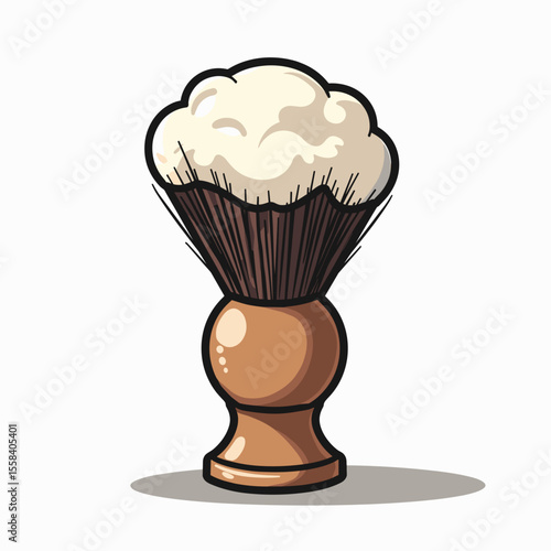 Illustration of a Classic Shaving Brush with Lather Ready for Grooming and Personal Care