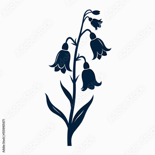 Elegant Bluebell Flower Illustration with a Simple and Clean Design for Botanical Use