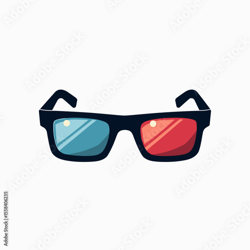 3D Glasses with Red and Blue Lenses Illustration for Entertainment and Technology