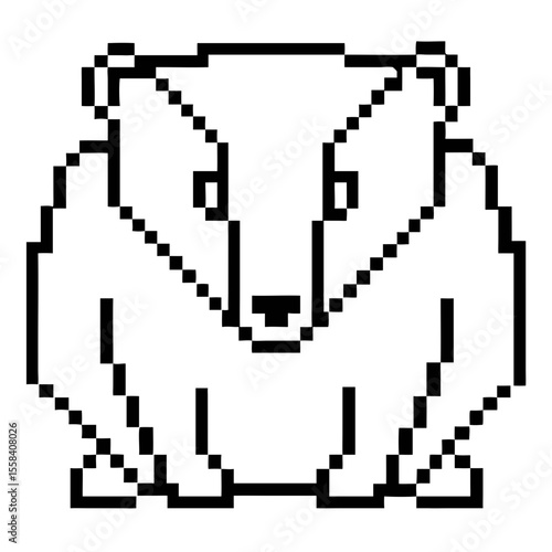 Adorable pixel art representation of a badger in a simplistic style