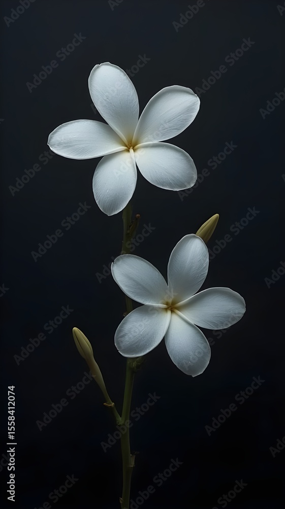 Obraz premium frangipani flower on black background