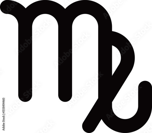 おとめ座の記号アイコン　モノトーン